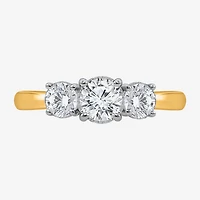 (I / Si2) Womens 1 CT. T.W. Lab Grown White Diamond Sterling Silver Round 3-Stone Engagement Ring