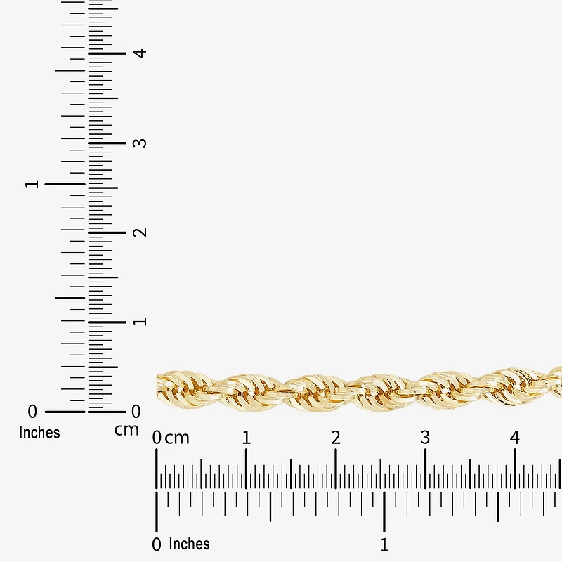 Mens 10K Gold 24 Inch Rope Chain Necklace