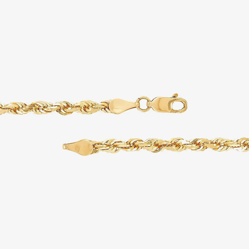 Mens 10K Gold 22 Inch Rope Chain Necklace