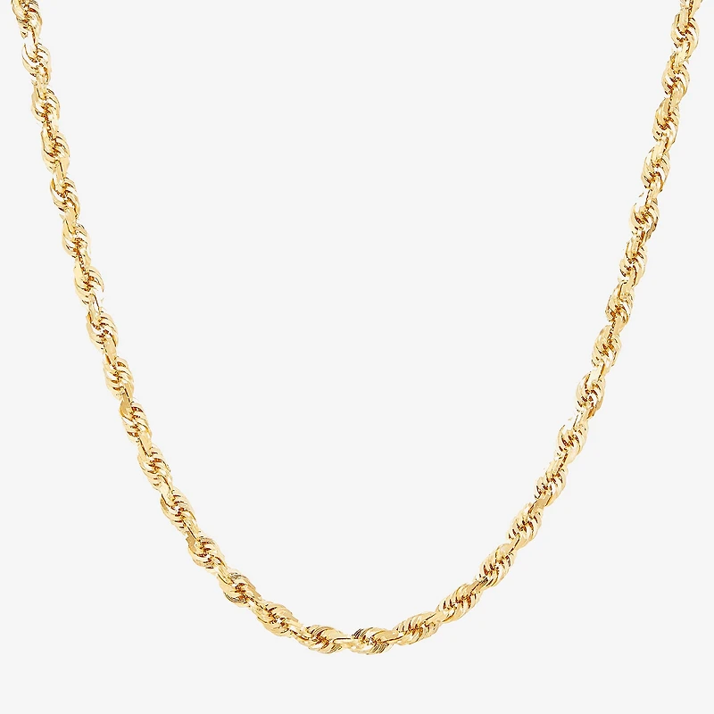 Mens 10K Gold 22 Inch Rope Chain Necklace
