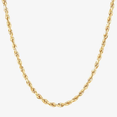 Mens 10K Gold 22 Inch Rope Chain Necklace
