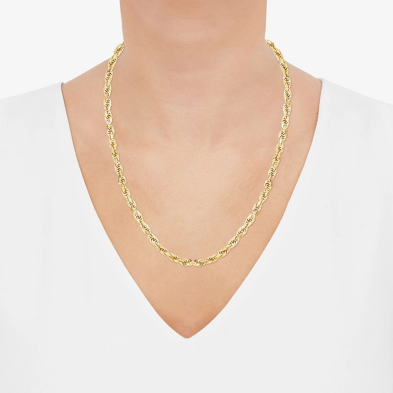 Mens 10K Gold 22 Inch Rope Chain Necklace
