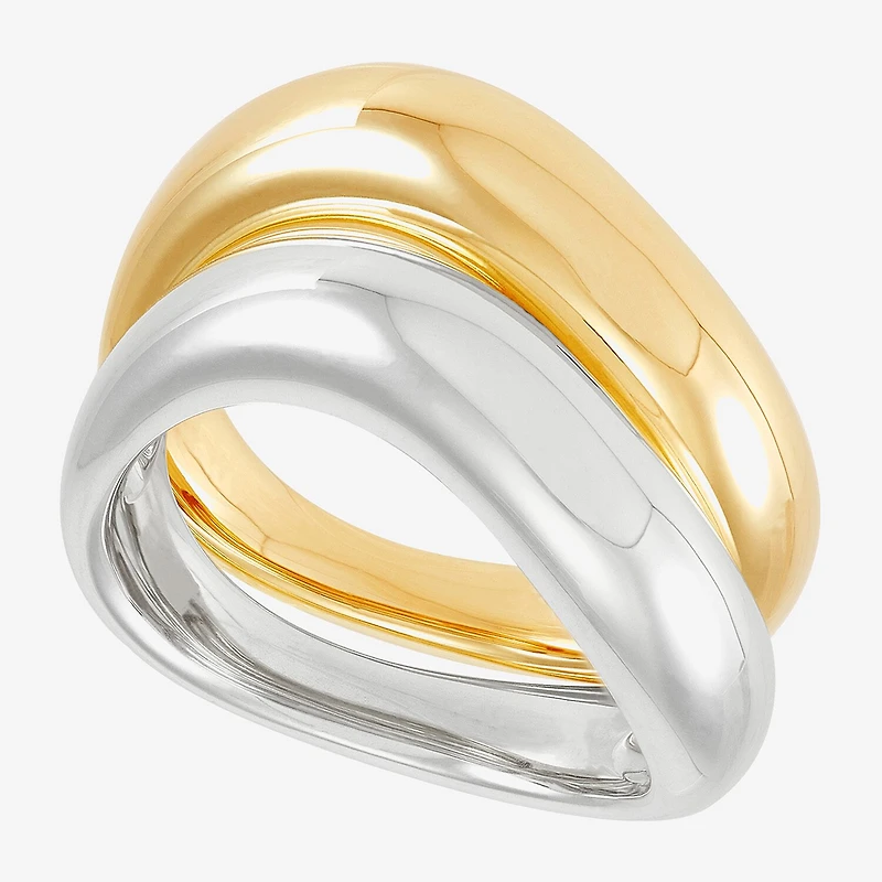 Silver Addiction Womens 6MM 14K Two Tone Gold Over Band