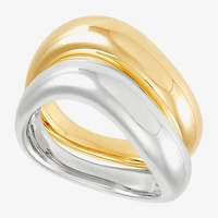 Silver Addiction Womens 6MM 14K Two Tone Gold Over Band