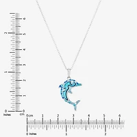 Womens Blue Crystal Sterling Silver 18 Inch Pendant Necklace
