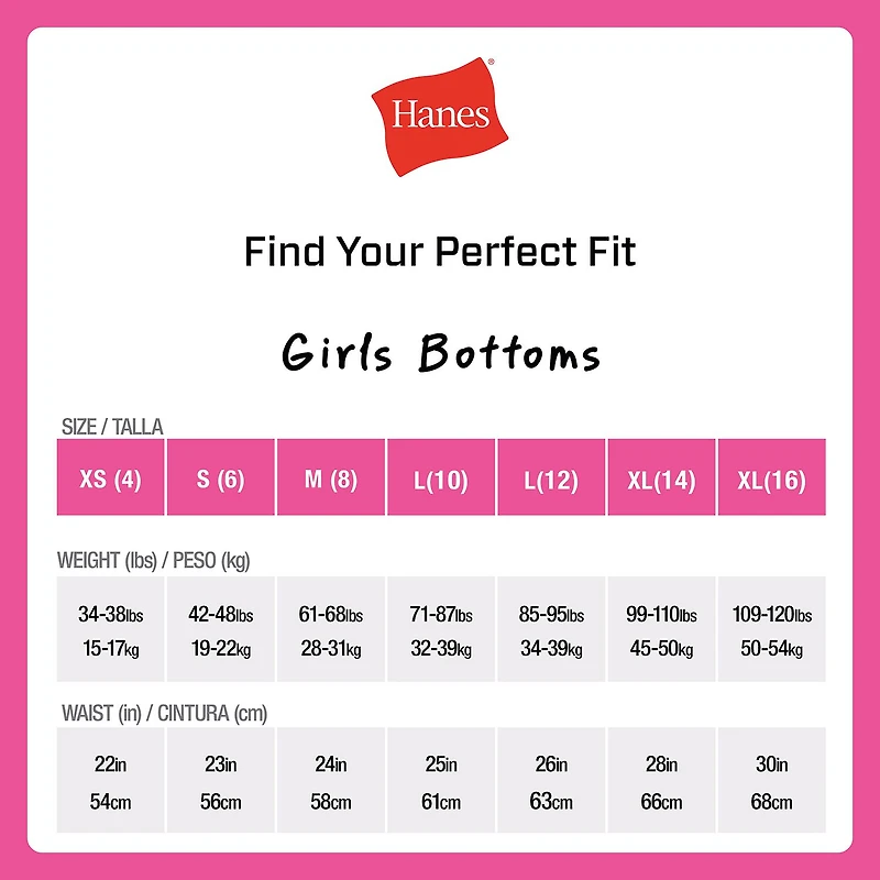 Hanes Ultimate Pure Comfort Organic Cotton Little & Big Kid Girls 8 Pack Brief Panty Guocb8