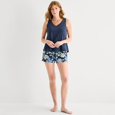 Liz Claiborne Womens V-Neck Sleeveless 2-pc. Tank Top Pajama Set