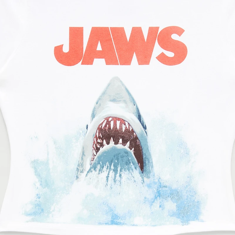 Jaws Baby Tee Womens Juniors Crew Neck Short Sleeve Fitted Graphic T-Shirt