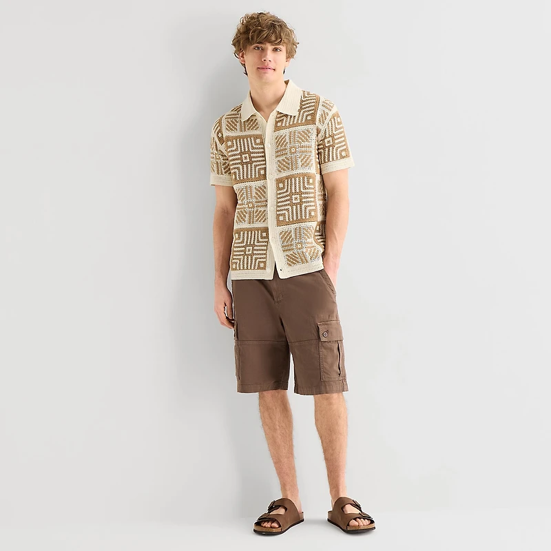 Arizona Mens Short Sleeve Button Polo Sweater