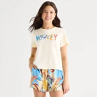 Hurley Womens Juniors Crew Neck Short Sleeve Regular Fit Graphic T-Shirt