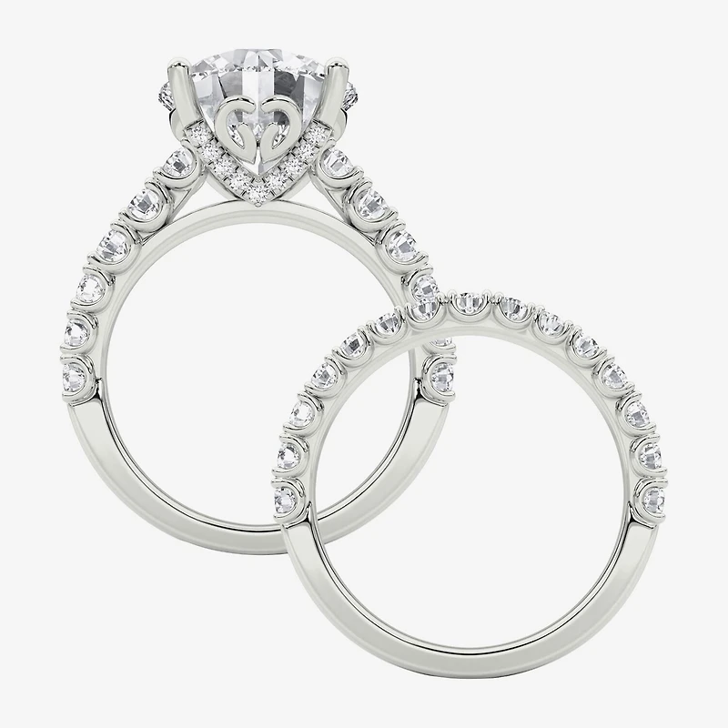 Grown Gorgeous (F / Vs2) Womens 5/ Ct. T.W. Lab White Diamond 14K Gold Round Side Stone Bridal Set