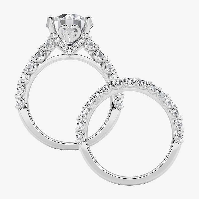 Grown Gorgeous (F / Vs2) Womens 1/ Ct. T.W. Lab White Diamond 14K Gold Round Side Stone Bridal Set
