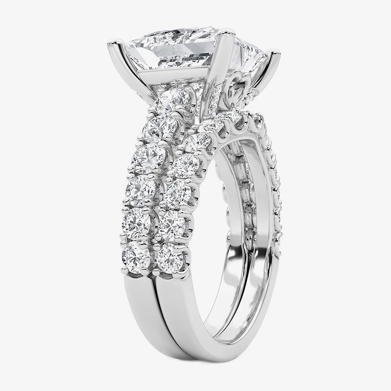 Grown Gorgeous (F / Vs2) Womens 7 1/5 Ct. T.W. Lab White Diamond 14K Gold Side Stone Bridal Set