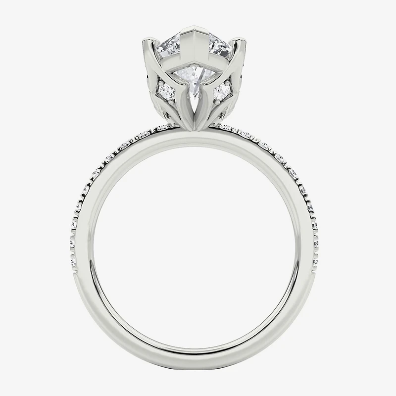 Grown Gorgeous (F / Vs2) Womens 4 CT. T.W. Lab White Diamond 14K Gold Marquise Side Stone Engagement Ring