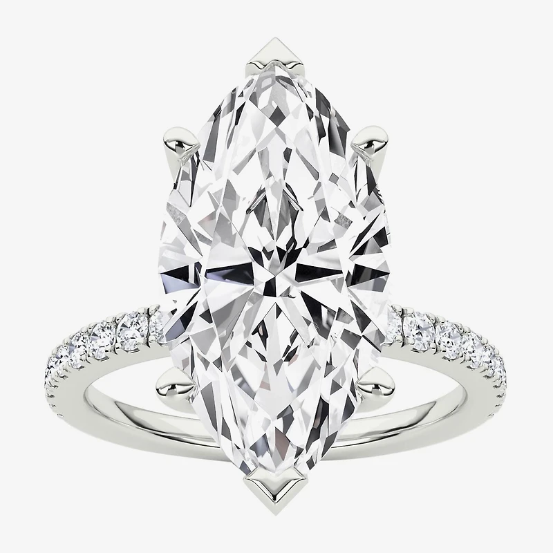 Grown Gorgeous (F / Vs2) Womens 4 CT. T.W. Lab White Diamond 14K Gold Marquise Side Stone Engagement Ring