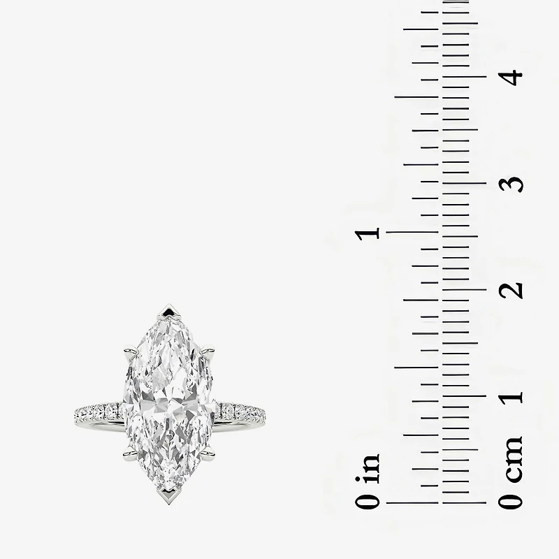 Grown Gorgeous (F / Vs2) Womens 4 CT. T.W. Lab White Diamond 14K Gold Marquise Side Stone Engagement Ring