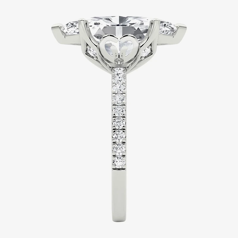 Grown Gorgeous (F / Vs2) Womens 4 CT. T.W. Lab White Diamond 14K Gold Marquise Side Stone Engagement Ring