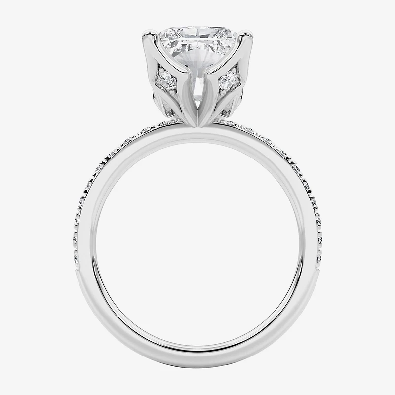 Grown Gorgeous (F / Vs2) Womens CT. T.W. Lab White Diamond 14K Gold Rectangular Side Stone Engagement Ring