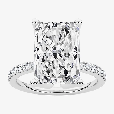 Grown Gorgeous (F / Vs2) Womens CT. T.W. Lab White Diamond 14K Gold Rectangular Side Stone Engagement Ring