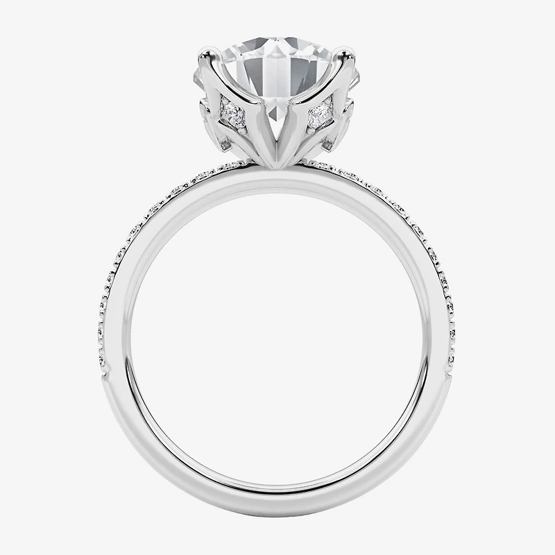 Grown Gorgeous (F / Vs2) Womens 4 CT. T.W. Lab White Diamond 14K Gold Round Side Stone Engagement Ring