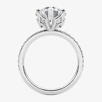 Grown Gorgeous (F / Vs2) Womens 4 CT. T.W. Lab White Diamond 14K Gold Round Side Stone Engagement Ring