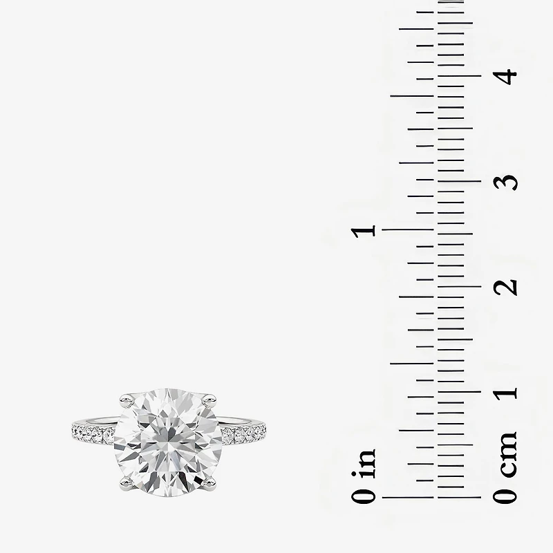 Grown Gorgeous (F / Vs2) Womens 4 CT. T.W. Lab White Diamond 14K Gold Round Side Stone Engagement Ring