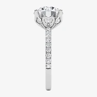 Grown Gorgeous (F / Vs2) Womens 4 CT. T.W. Lab White Diamond 14K Gold Round Side Stone Engagement Ring