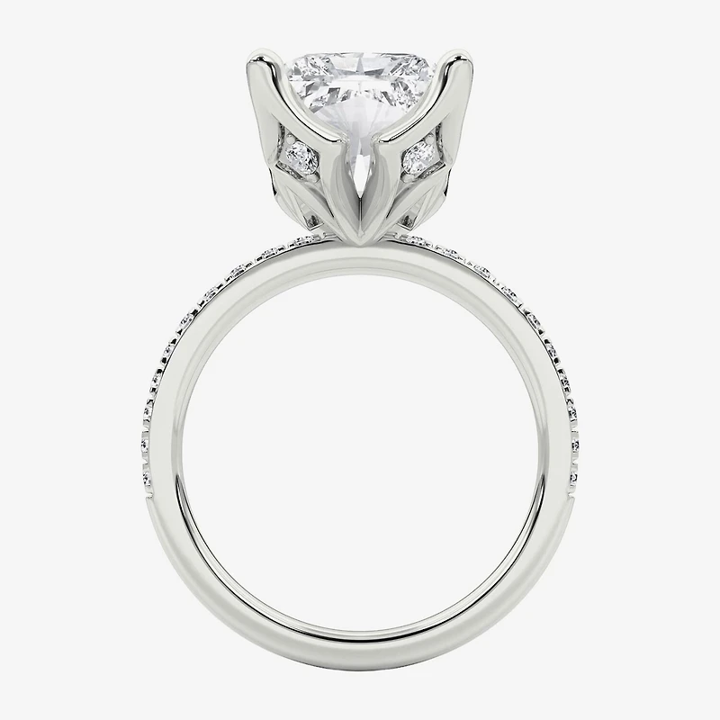 Grown Gorgeous (F / Vs2) Womens 6 CT. T.W. Lab White Diamond 14K Gold Rectangular Side Stone Engagement Ring