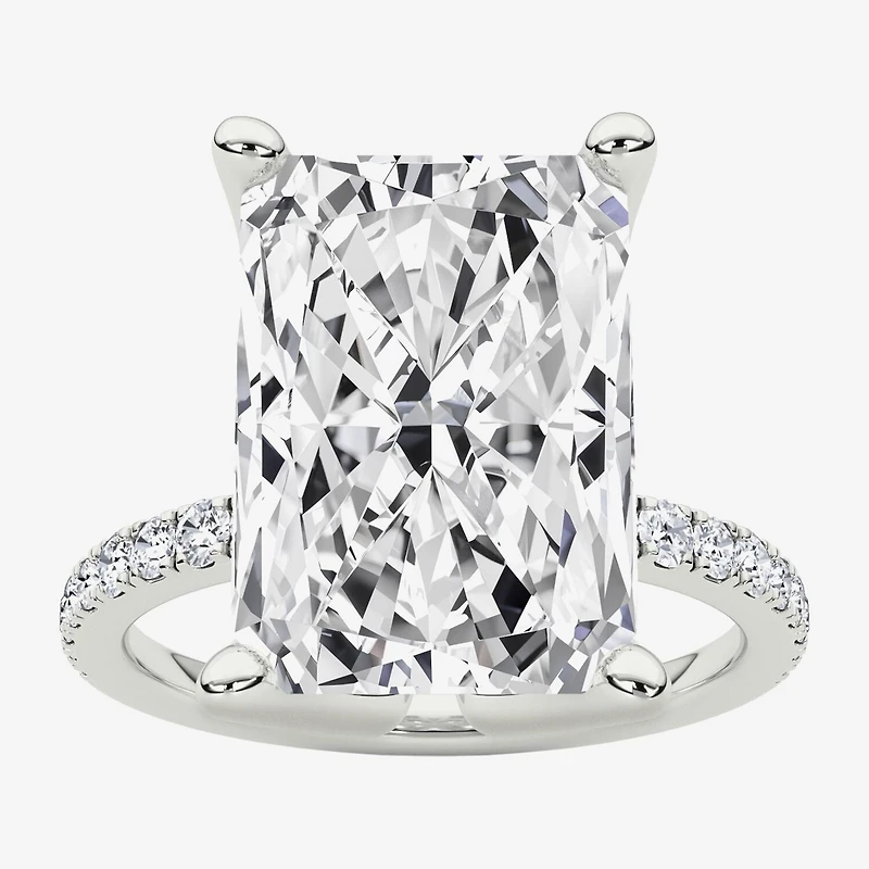 Grown Gorgeous (F / Vs2) Womens 6 CT. T.W. Lab White Diamond 14K Gold Rectangular Side Stone Engagement Ring