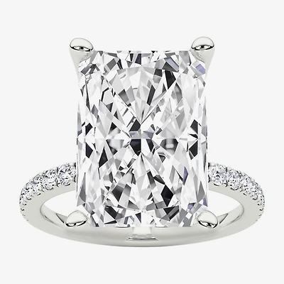 Grown Gorgeous (F / Vs2) Womens 6 CT. T.W. Lab White Diamond 14K Gold Rectangular Side Stone Engagement Ring