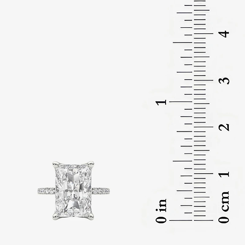 Grown Gorgeous (F / Vs2) Womens 6 CT. T.W. Lab White Diamond 14K Gold Rectangular Side Stone Engagement Ring