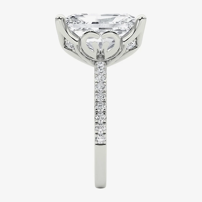 Grown Gorgeous (F / Vs2) Womens 6 CT. T.W. Lab White Diamond 14K Gold Rectangular Side Stone Engagement Ring