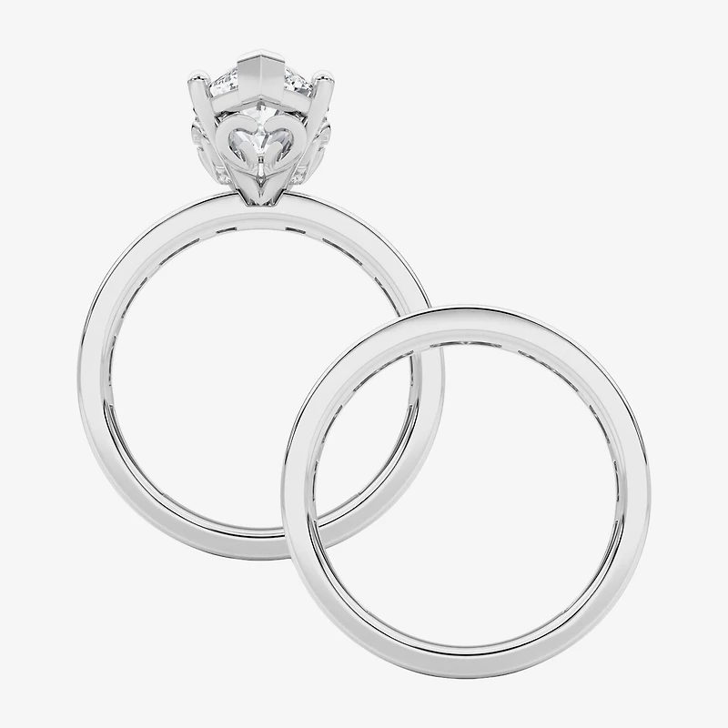 Grown Gorgeous (F / Vs2) Womens 1/ Ct. T.W. Lab White Diamond 14K Gold Marquise Side Stone Bridal Set