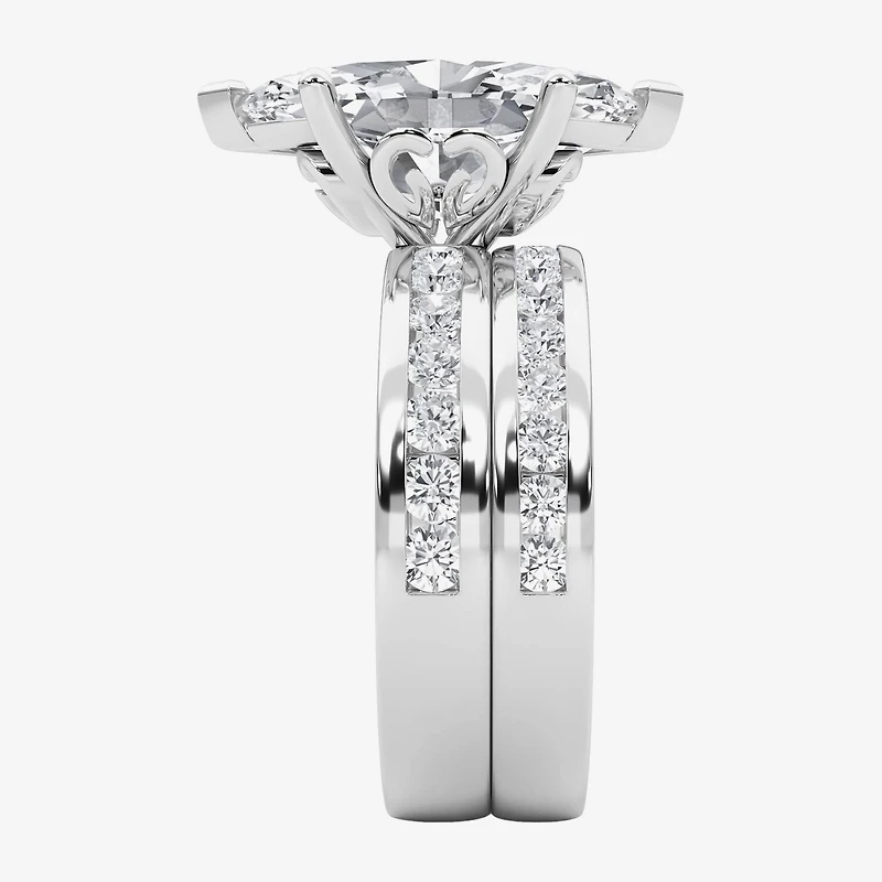 Grown Gorgeous (F / Vs2) Womens 1/ Ct. T.W. Lab White Diamond 14K Gold Marquise Side Stone Bridal Set