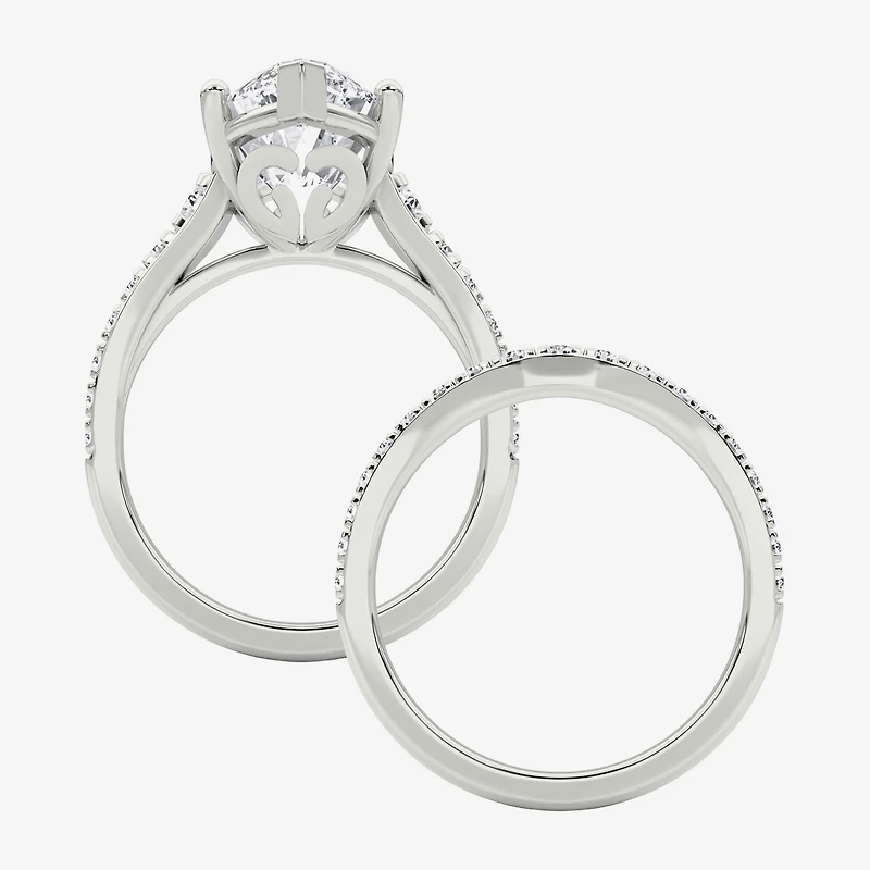 Grown Gorgeous (F / Vs2) Womens / Ct. T.W. Lab White Diamond 14K Gold Marquise Side Stone Bridal Set