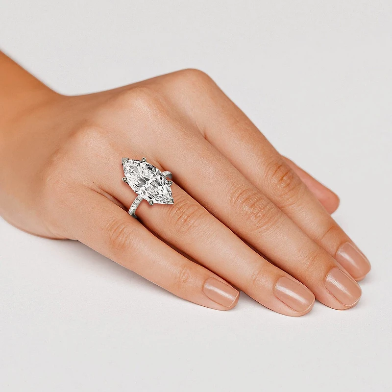 Grown Gorgeous (F / Vs2) Womens 7 Ct.T.W. Lab White Diamond 14K Gold Marquise Side Stone Engagement Ring
