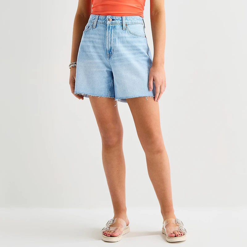 Arizona Womens 5" Mid Rise Juniors Denim Short