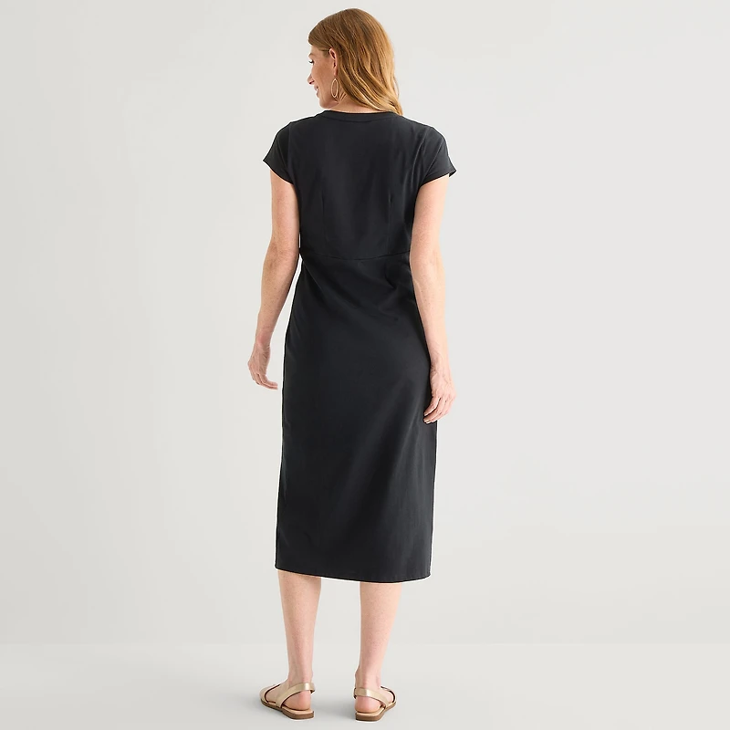 Liz Claiborne Womens Short Sleeve Midi T-Shirt Dress