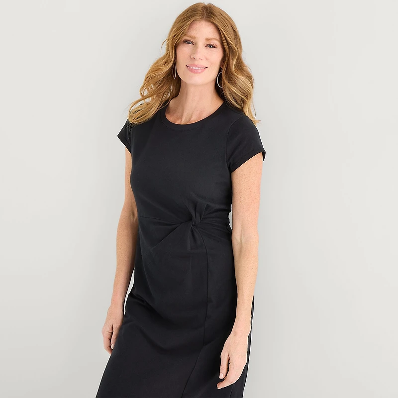 Liz Claiborne Womens Short Sleeve Midi T-Shirt Dress