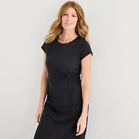 Liz Claiborne Womens Short Sleeve Midi T-Shirt Dress