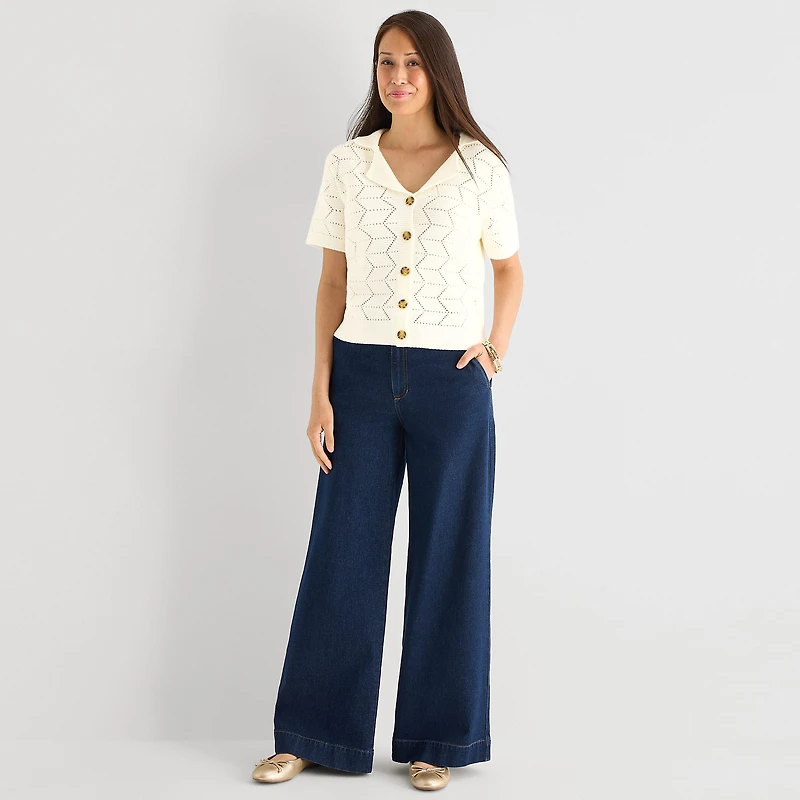 Liz Claiborne Womens Short Sleeve Polo Sweater