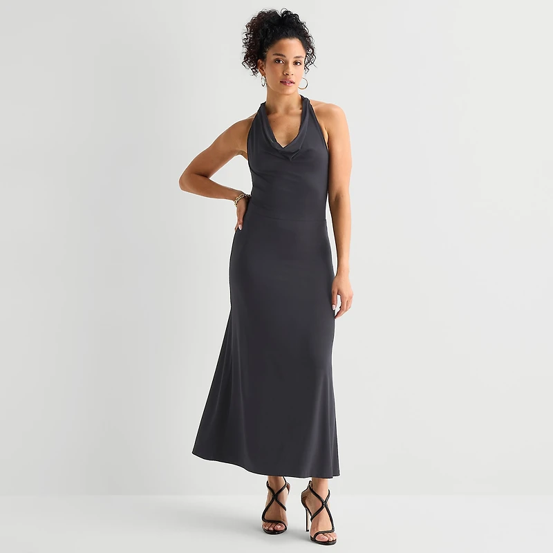 Bold Elements Womens Cowl Neck Sleeveless Maxi Dress