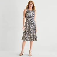 Danny & Nicole Womens Midi Abstract Jacket Dress