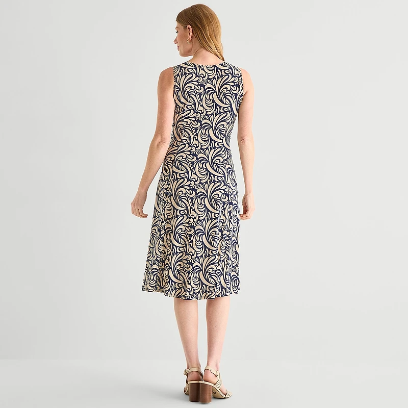 Danny & Nicole Womens Midi Abstract Jacket Dress