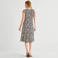 Danny & Nicole Womens Midi Abstract Jacket Dress