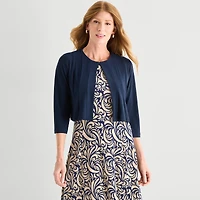 Danny & Nicole Womens Midi Abstract Jacket Dress