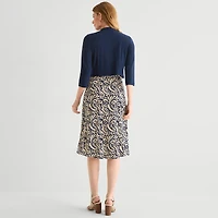 Danny & Nicole Womens Midi Abstract Jacket Dress