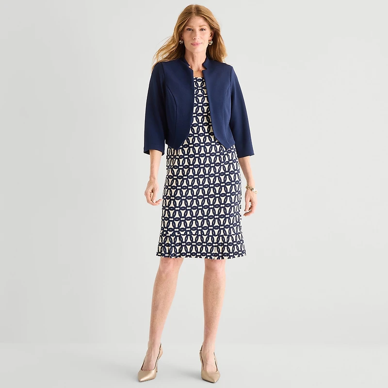 Maya Brooke Womens Abstract Jacket Dress