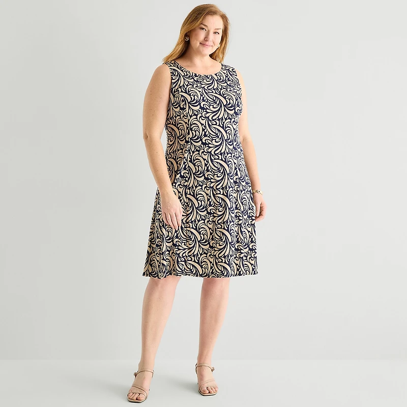 Danny & Nicole Womens Plus Abstract Jacket Dress