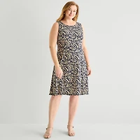 Danny & Nicole Womens Plus Abstract Jacket Dress